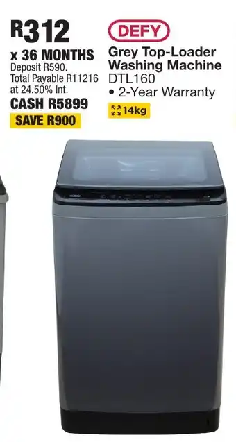 OK Furniture DEFY Grey Top-Loader Washing Machine offer