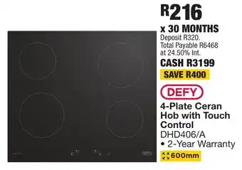 OK Furniture DEFY 4-Plate Ceran Hob with Touch Control offer