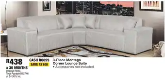 OK Furniture 3-Piece Montego Corner Lounge Suite offer