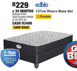 OK Furniture Edblo 137cm Rivers Base Set offer