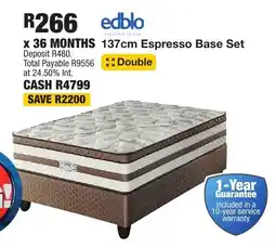 OK Furniture Edblo 137cm Espresso Base Set offer