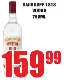 Boxer Liquors Smirnoff 1818 vodka offer