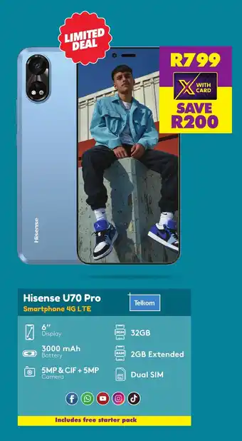 Shoprite Hisense U70 Pro Smartphone 4G LTE offer