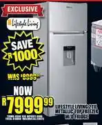 Lewis Lifestyle Living 211L Metallic Top Freezer W/D Fridge offer