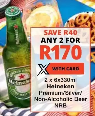 Checkers Liquor Shop Heineken Premium/Silver/ Non-Alcoholic Beer NRB offer