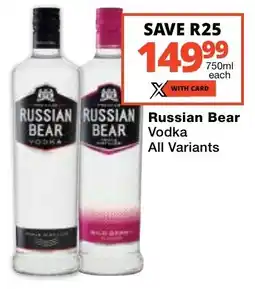 Checkers Liquor Shop Russian Bear Vodka All Variants offer