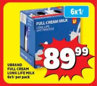 Usave Ubrand full cream long life milk offer