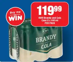 OK Liquor KWV Brandy and Cola Cans offer