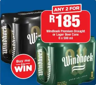 OK Liquor Windhoek Premium Draught or Lager Beer Cans offer