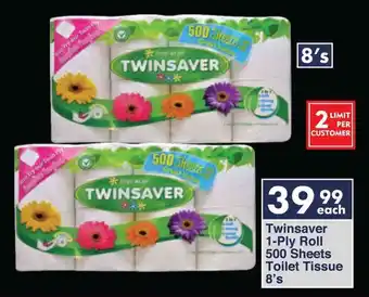 President Hyper Twinsaver 1-Ply Roll 500 Sheets Toilet Tissue offer