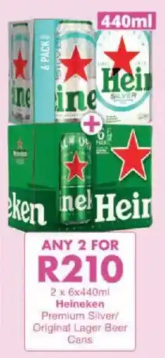 President Liquor Heineken Premium Silver/ Original Lager Beer Cans offer