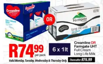 Take 'n Pay Creamline OR Farmgate UHT Full Cream Long Life Milk offer