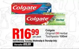 Take 'n Pay Colgate Original OR Herbal Toothpaste offer