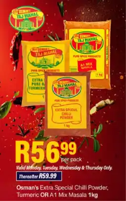 Take 'n Pay Osman's Extra Special Chilli Powder, Turmeric OR A1 Mix Masala offer