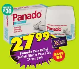 Shoprite Panado Pain Relief Tablets Blister Pack/Tub offer