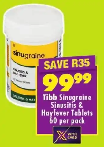 Shoprite Tibb Sinugraine Sinusitis & Hayfever Tablets offer