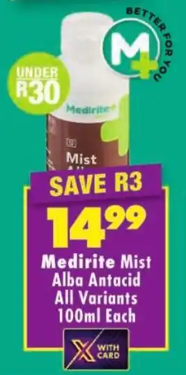 Shoprite Medirite Mist Alba Antacid All Variants offer