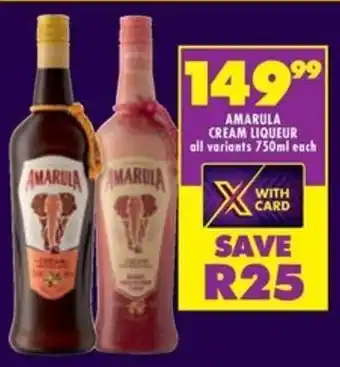 Shoprite Liquor Amarula cream liqueur all variants offer