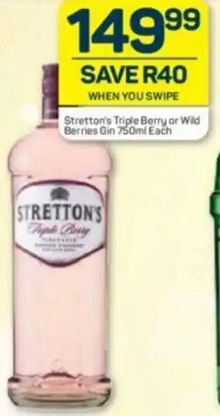 Pick n Pay Liquor Stretton's Triple Berry or Wild Berries Gin 750ml each offer