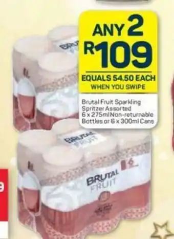 Pick n Pay Liquor Brutal Fruit Sparkling Spritzer Assorted 6 x 275ml Non-Returnable Bottles or 6 x 300ml Cans offer