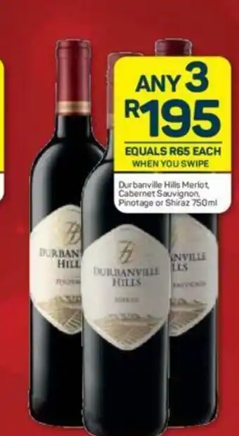 Pick n Pay Liquor Durbanville Hills Merlot, Cabernet Sauvignon, Pinotage or Shiraz 750ml offer