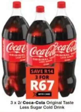 Checkers Coca-Cola Original Taste Less Sugar Cold Drink offer