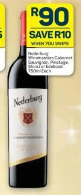 Pick n Pay Liquor Nederburg Winemasters Cabernet Sauvignon, Pinotage, Shiraz or Edelrood 750ml each offer