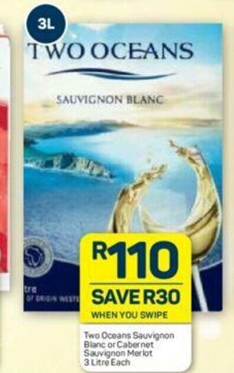 Pick n Pay Liquor Two Oceans Sauvignon Blanc or Cabernet Sauvignon Merlot 3 Litre each offer