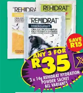 Shoprite Rehidrat Hydration Powder Sachet All Variants 3 x 14g offer