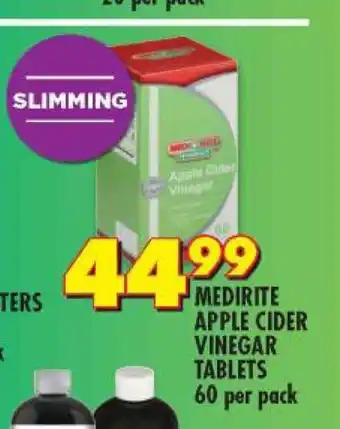 Shoprite Medirite Apple Cider Vinegar Tablets 60 per pack offer
