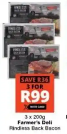 Checkers Farmer's Deli Rindless Back Bacon offer