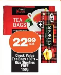 Check Star Check Value Tea Bags + Rize Shorties FREE offer