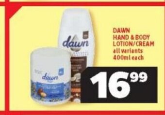 Usave Dawn Hand & Body Lotion/Cream All Variants 400ml each offer