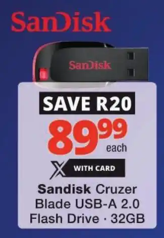 Checkers Sandisk Cruzer Blade USB-A 2.0 Flash Drive offer