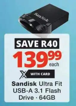 Checkers Sandisk Ultra Fit USB-A 3.1 Flash Drive offer