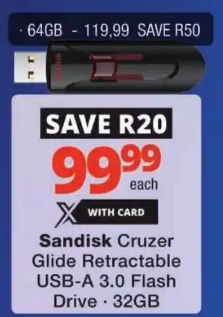 Checkers Sandisk Cruzer Glide Retractable USB-A 3.0 Flash Drive offer