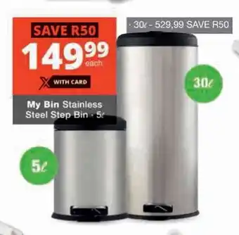 Checkers Hyper My Bin Stainless Steel Step Bin offer