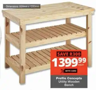 Checkers Hyper Profile Concepts Utility Wooden Bench offer