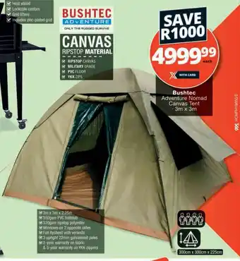 Checkers Hyper Bushtec Adventure Nomad Canvas Tent offer