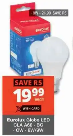 Checkers Hyper Eurolux Globe LED CLA A60 offer