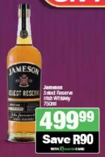 Spar Tops Jameson Select Reserve Irish Whiskey offer