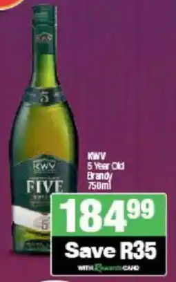 Spar Tops KWV 5 Year Old Brandy offer