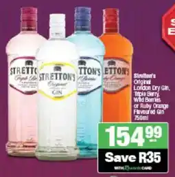 Spar Tops Stretton's Original London Dry Gin, Triple Berry Wild Berries or Ruby Orange Flavoured Gin offer