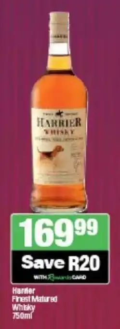 Spar Tops Harrier Finest Matured Whisky offer