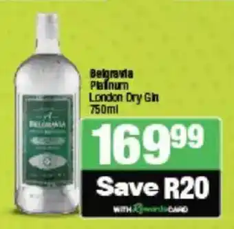 Spar Tops Belgravia Platinum London Dry Gin offer