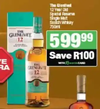 Spar Tops The Glenlivet 12 Year Old Special Reserve Single Malt Scotch Whisky offer