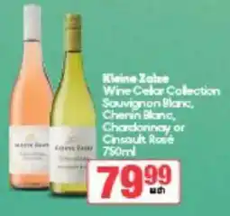 Spar Tops Kleine Zalze Wine Celar Collection Sauvignon Blanc, Chenin Blanc, Chardonnay or Cinsault Rose offer