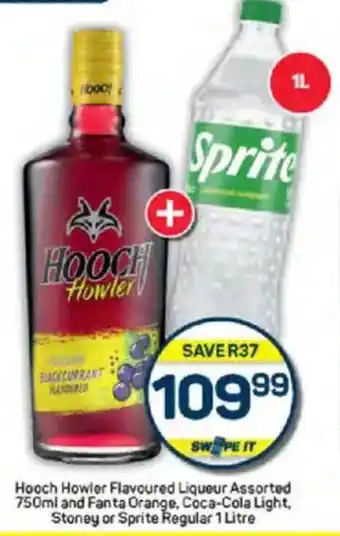 Pick n Pay Liquor Hooch Howler Flavoured Liqueur Assorted and Fanta Orange, Coca-Cola Light, Stoney or Sprite Regular offer