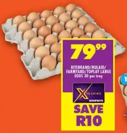 Shoprite Ritebrand/nulaid/ farmyard/toplay large eggs offer