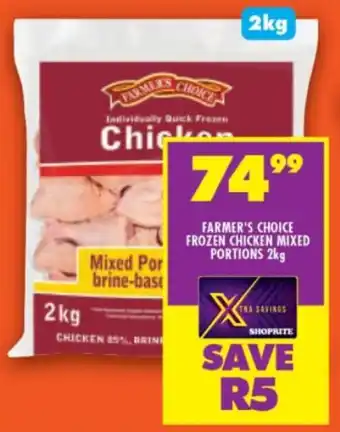 Shoprite Farmer's choice frozen chicken mixed portions offer